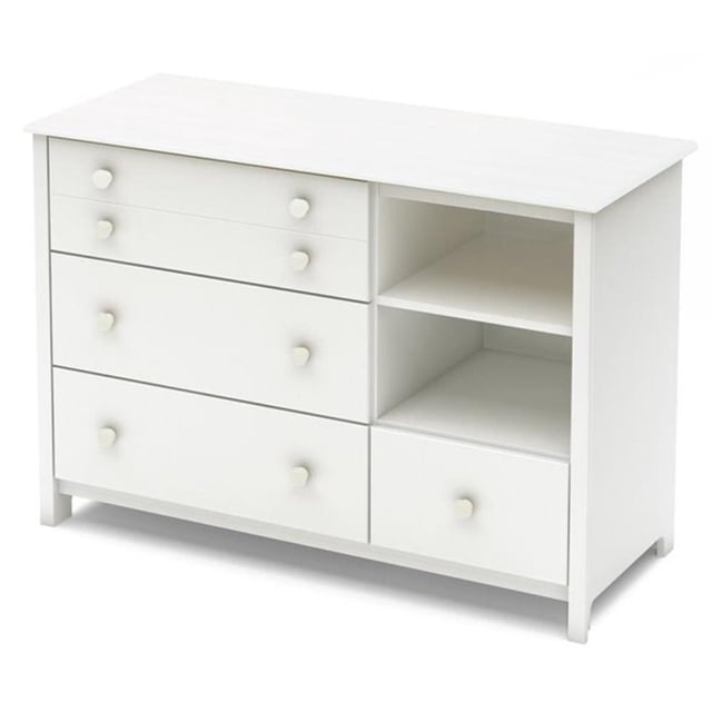 Pemberly Row Table à Langer Contemporain en Bois à 4 Tiroirs, Blanc Pur