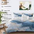 thumbnail image 3 of Marble Texture Bedding Duvet Cover Set Queen Size 4 Pieces Modern Art Blue Gray Ripple Effect Bedding Set with Zipper Closure, 1 Comforter Cover 90x92 Inches 1 Flat Sheet & 2 Pillow Cases, 3 of 7