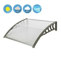 Wqmh 40 inch x 40 inch Door Window Awning Modern Polycarbonate Covering Outdoor Front Door Patio Canopy Rain Snow Sunlight Protection,GRAY