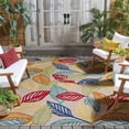 thumbnail image 2 of SAFAVIEH Cabana Lindsay Botanical Indoor/Outdoor Area Rug, Ivory/Green, 6'7" x 6'7" Square, 2 of 18