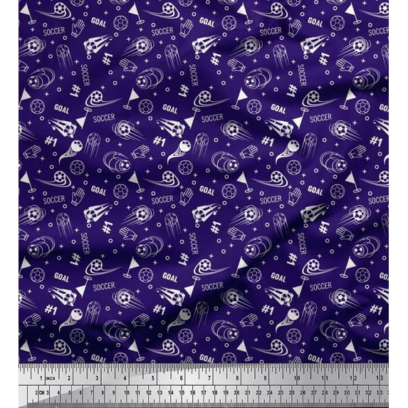 Soimoi Cotton Jersey Fabric Geometric Sign,Flag & Football Sports Printed Fabric 1 Yard 58 Inch Wide