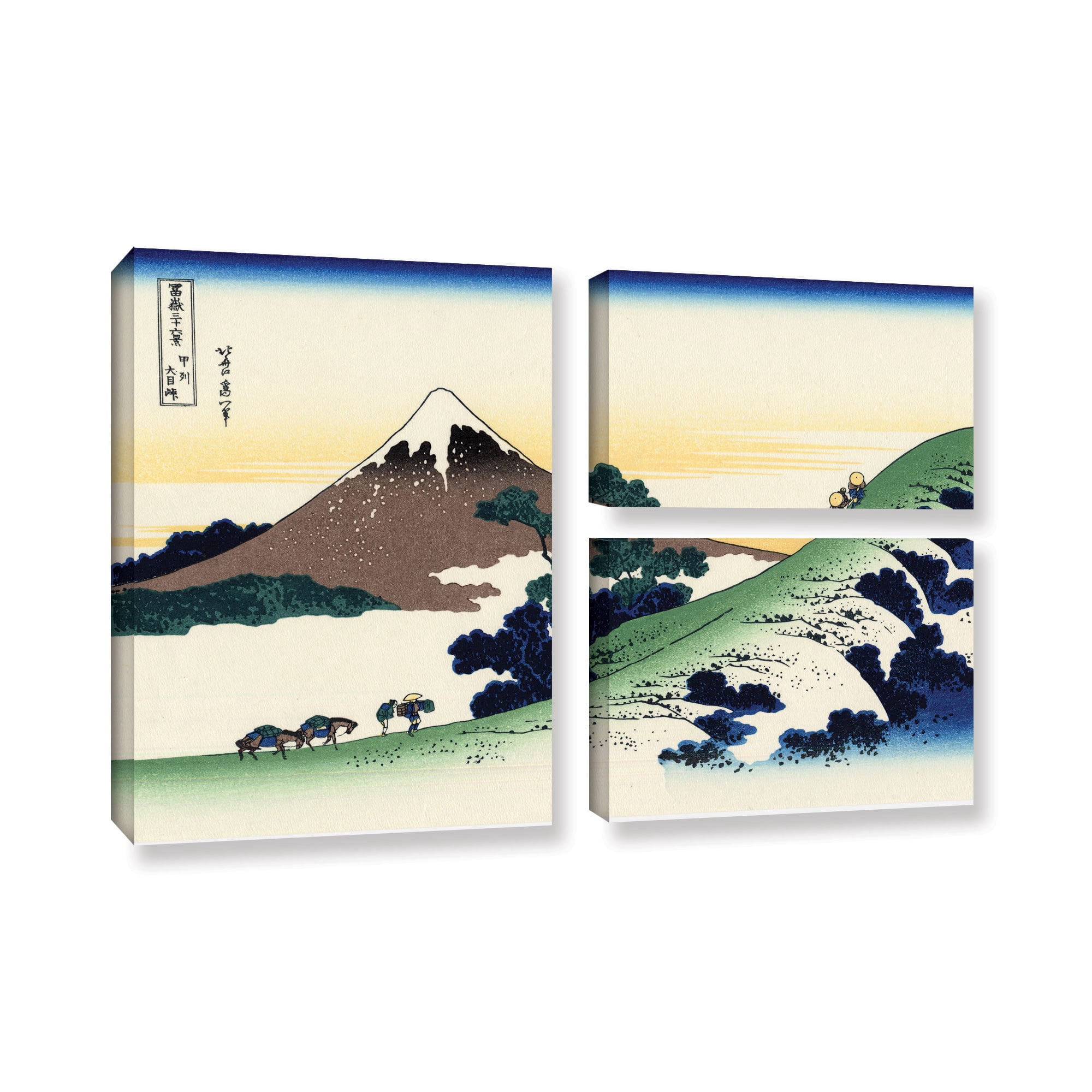 ArtWall Katsushika Hokusai "Mount Fuji in the Sunset" 3-Piece Gallery-Wrapped Canvas Flag Set