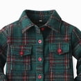 thumbnail image 4 of TOWED22 Boys Plaid Flannel Shirts Long Sleeve Casual Button Down Shirts Collared Fall Clothes,Dark Green,2-3 Y, 4 of 5