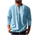 thumbnail image 1 of zbxnLI Mens Linen Shirts Drawstring V Neck Long Sleeve Shirt Lightweight Spring Fall Long Sleeve T-Shirts, 1 of 8