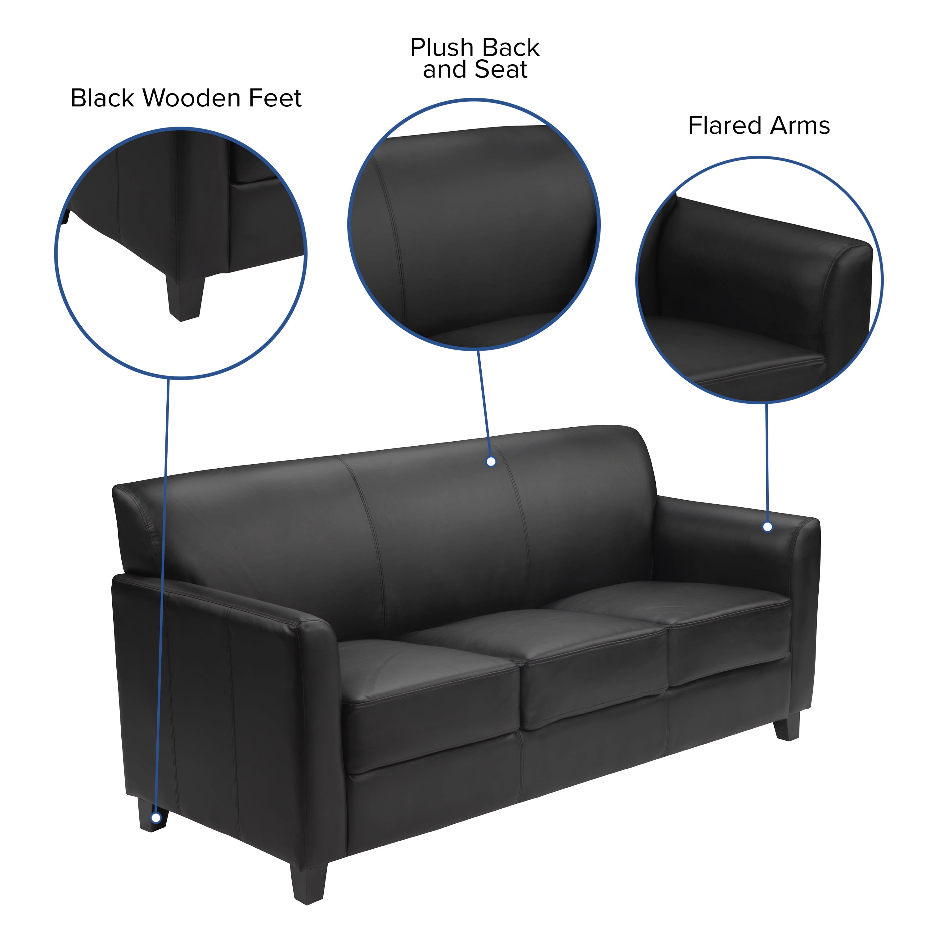 Flash Furniture Black LeatherSoft Sofa with Clean Line Stitched Frame