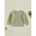 thumbnail image 4 of Toddler Kids Little Boy Girl Knit Sweater 0 3 6 9 12 18 24 Months 2T 3T 4T 5T Causal Solid Color Crew Neck Long Sleeve Pullover Tops for Fall Winter, 4 of 9