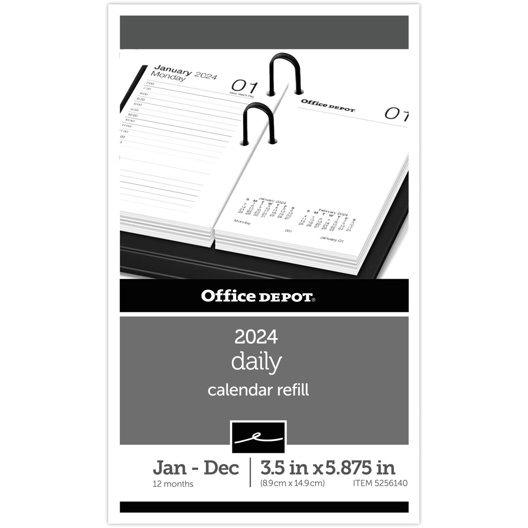 2024 Office Depot® Brand Daily Desk Calendar Refill, 31/2" x 6", White