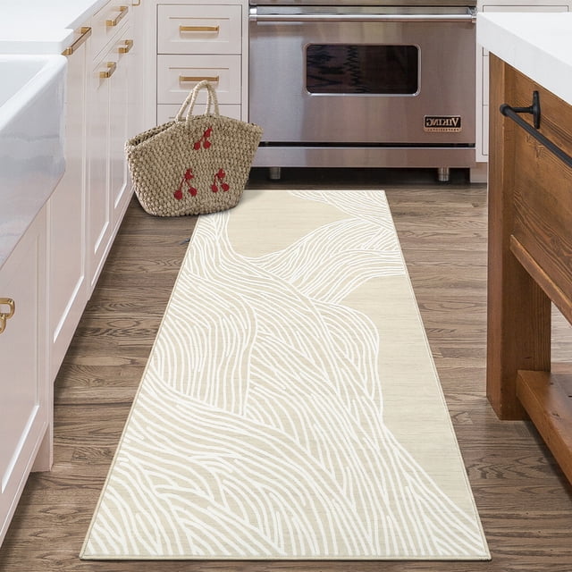 Modern Abstract Area Rug – Soft Low Pile Faux Wool Carpet – Non-Slip, Washable, Non-Shedding – Perfect for Living Room, Bedroom