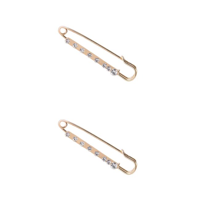 Justharion Foulard de Sécurité en Cristal pour Robe, Col à Épingles, Col à Revers, Cristal Doré, 2 Pcs