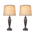 thumbnail image 3 of Aspen Creative 40137-02, Two Pack Set - 26 1/2" High Transitional Metal Table Lamp, Mushroom Grey Finish with Hardback Empire Shaped Lamp Shade in Off White, 16" Wide, 3 of 3
