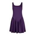 thumbnail image 4 of Diufon Plus Size Dresses for Women Solid Color Mini Dress Square Neck Sleeveless Pleated A-Line Dress, 4 of 7