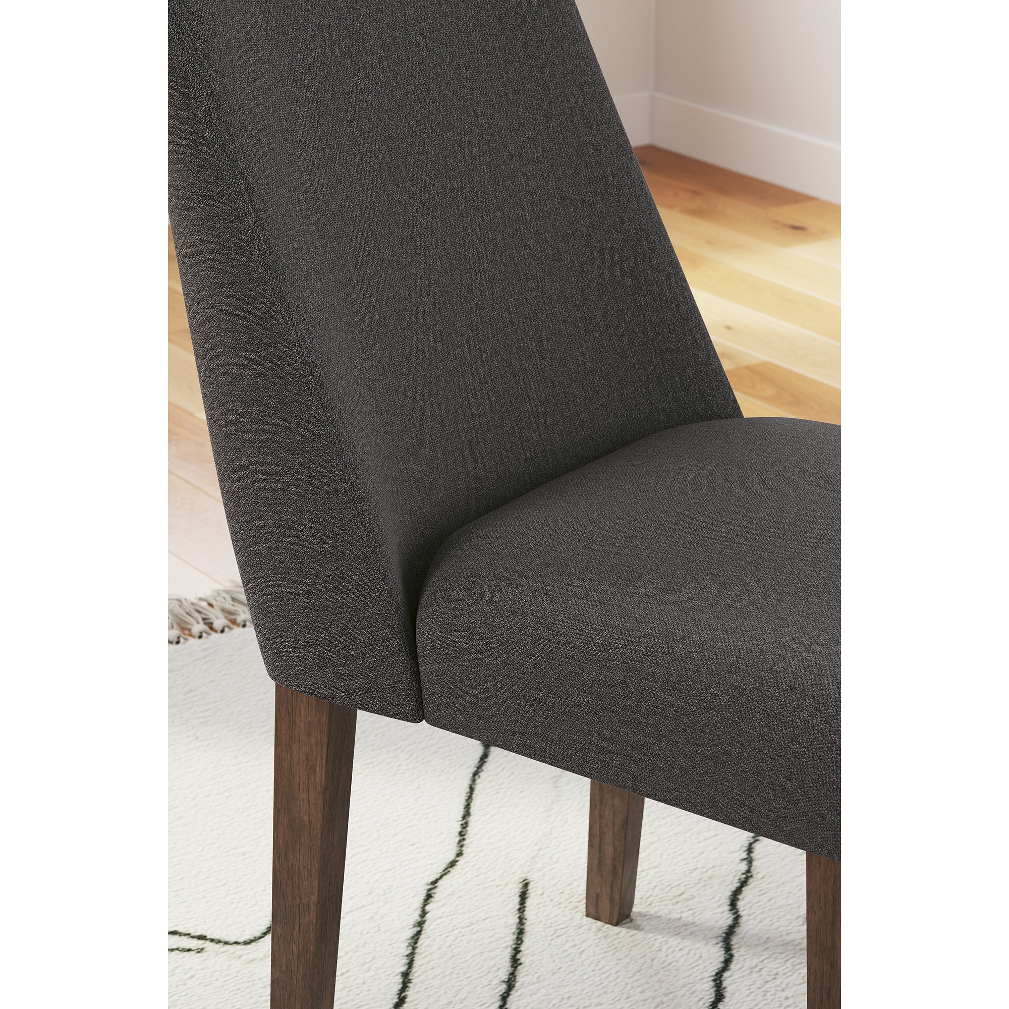 Signature Design by Ashley Lyncott Contemporary Dining Room Upholstered Side Chair with Foam Cushion, Set of 2, Dark Gray & Brown
