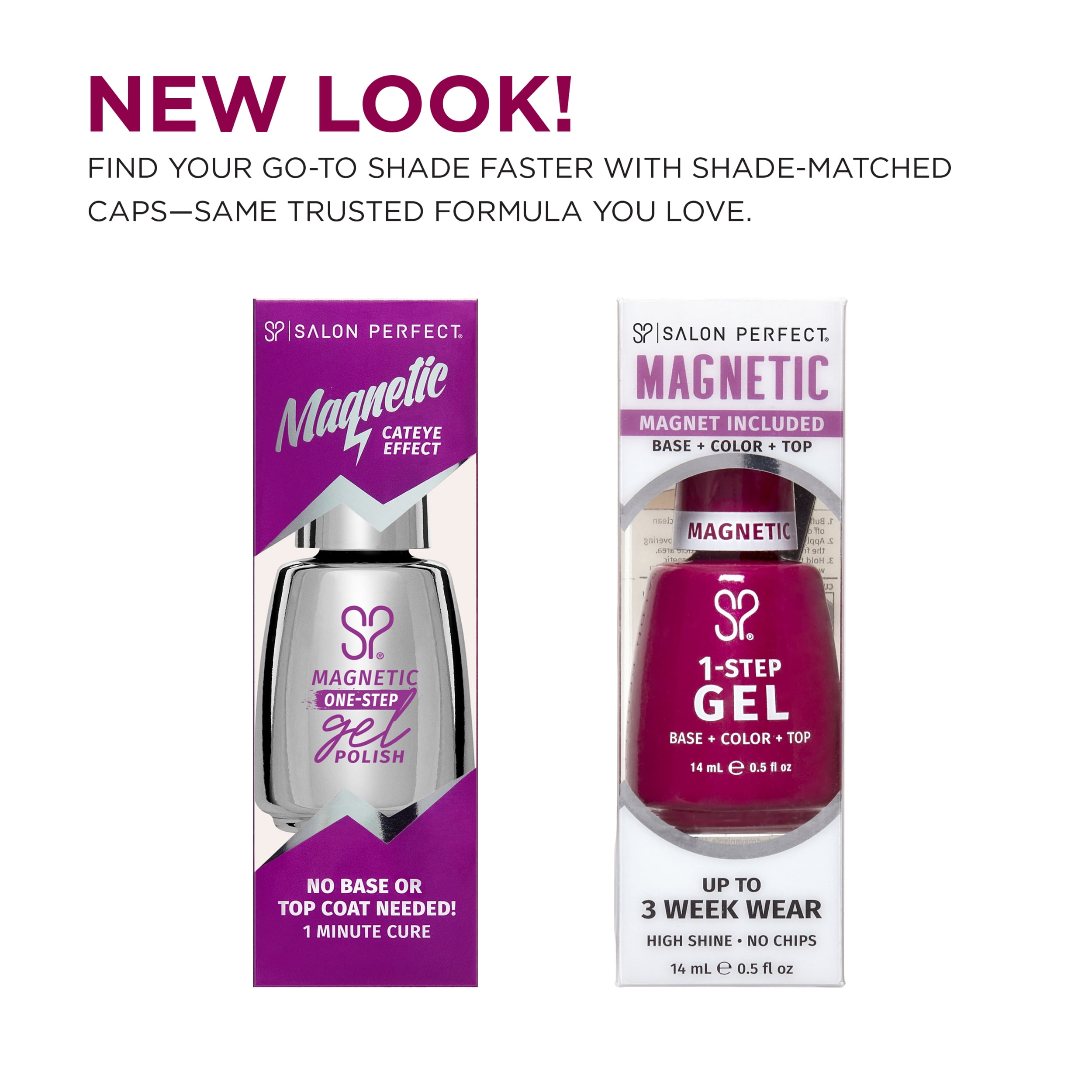 Salon Perfect Magnetic One Step Gel + Magnet Tool, Purple Nail Polish, 0.5 fl oz