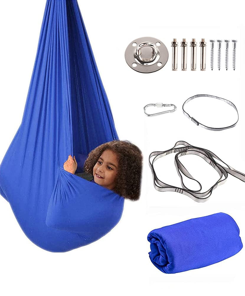 Sensory Swing for Kids Includes Hardware Blue Autism Swing or Therapy Swing Indoor Swing for Kids Bedroom or Sensory Room Great as a Hanging Pod Swing 
