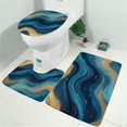 thumbnail image 2 of Blue Marble Gold Wave Pattern Bathroom Rugs Sets 3 Piece,Toilet Cover Set,Absorbent Non Slip Bathroom Mats Sets with U-Shaped Contour Rug Toilet Rug Set, 2 of 5