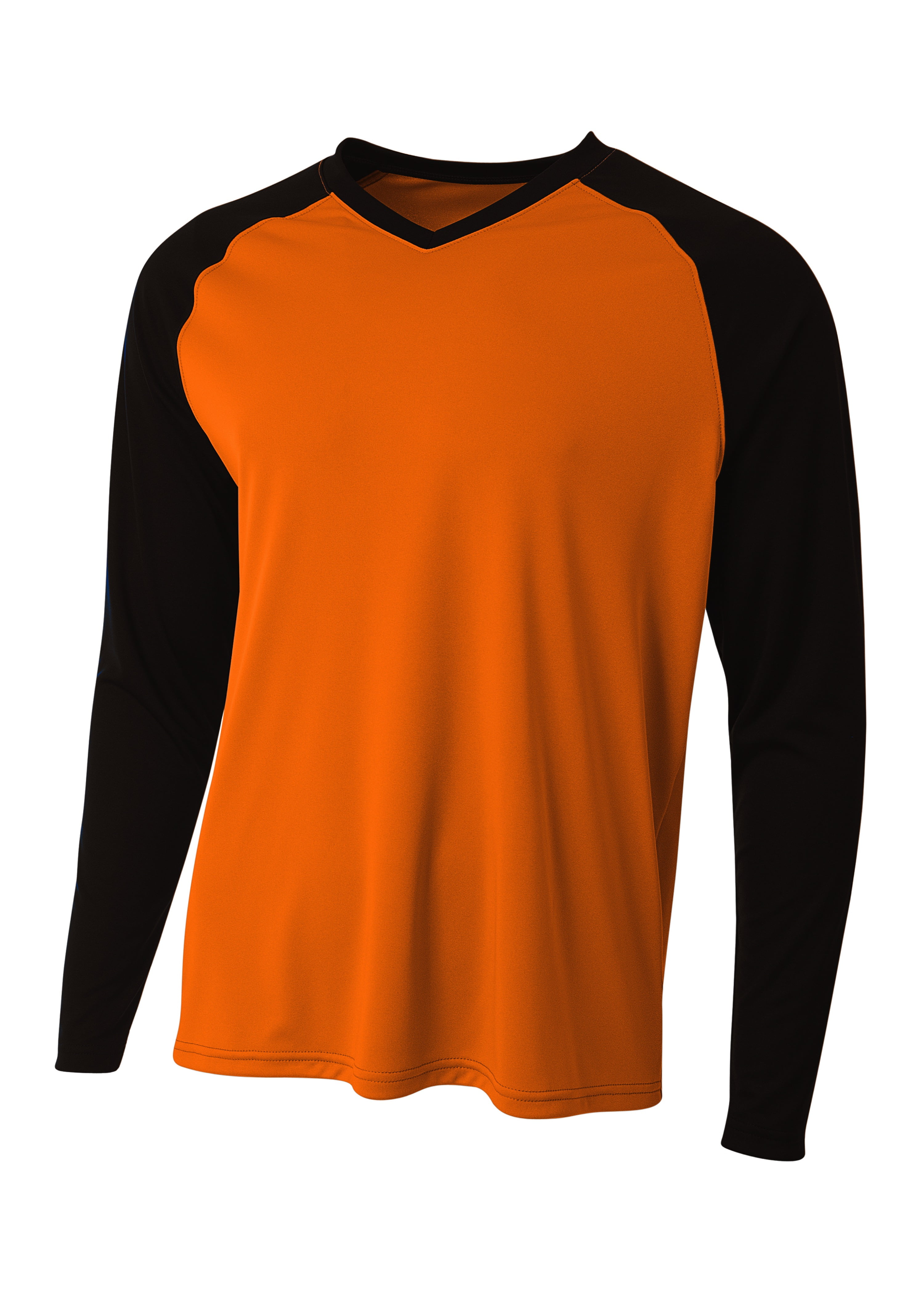 black and orange raglan shirt