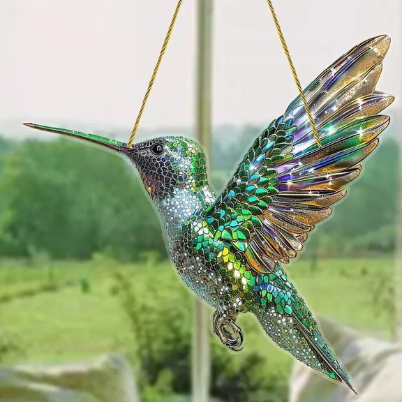 PALIFEUR Hummingbird Suncatcher Stained Glass Window Hangings, Stained Glass Hummingbird Decorations, Birds Suncatcher for Window Decor Hummingbird Gifts for Mom,Birds Lovers