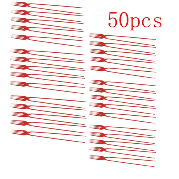Ganfancp Juego Portátil de 10 Piezas de Palillos de Plástico Desechables Negros y Rojos Tenedor 2 En 1 Vajilla Multifuncional Rebajas Flash Deals Cuchara Tenedor 2 En 1*50