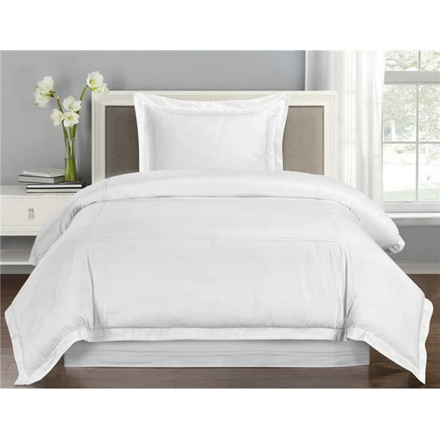 Lux Hotel FRE638XXWHIT01 Microfiber Duvet Cover Set, White - Twin