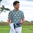 thumbnail image 5 of Balery Elegant Flamingo Printed Men’s Short Sleeve Polo Shirt, Midweight Men's Shirt,Golf Polo shirts -Small, 5 of 8