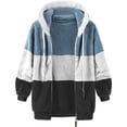 thumbnail image 6 of Sksloeg Women's New Hooded Sherpa Jacket 2024 Fall Winter Fuzzy Fleece Jacket Long Sleeve Full Zip Casual Loose Hooded Coats Print Outerwear,Light Blue XL, 6 of 7