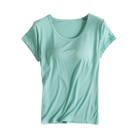 Green Womens Summer Shirts  Short Sleeve White Tank Top Woman  Polyester Women S Tops  Yoga Gym Tops Workout Tank Strap Padded Undershirts Cotton Camisole Vest Top Seamless Sleeping Bra