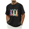 thumbnail image 5 of Mens Shirts Plus Size under $5 Clearance Short Sleeve Round Neck Easter Eggs Rabbit Print Shirt Black M, 5 of 5
