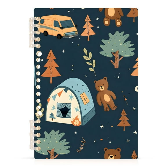 Bear Tree Car Tents Notebooks 1-subject Journal 60 Sheets A5 College Ruled Paper Detachable Ring 8.3"x5.7"