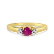 14k Yellow Gold Round Ruby And Diamond Ring