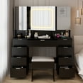 thumbnail image 6 of Ktaxon Large 47.24" Makeup Vanity Table Set with Hidden Storage, 9-Drawer Dressing Table, Bedroom Makeup Table, Black, 6 of 12
