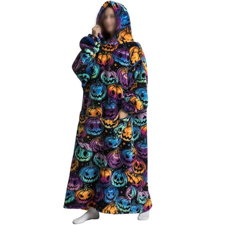 

Beiwei Women Nightwear Long Sleeve Pajama Animal Print Lounge Sleepwear Fuzzy Fleece Nightdress Sleep Dress Pumpkin Print
