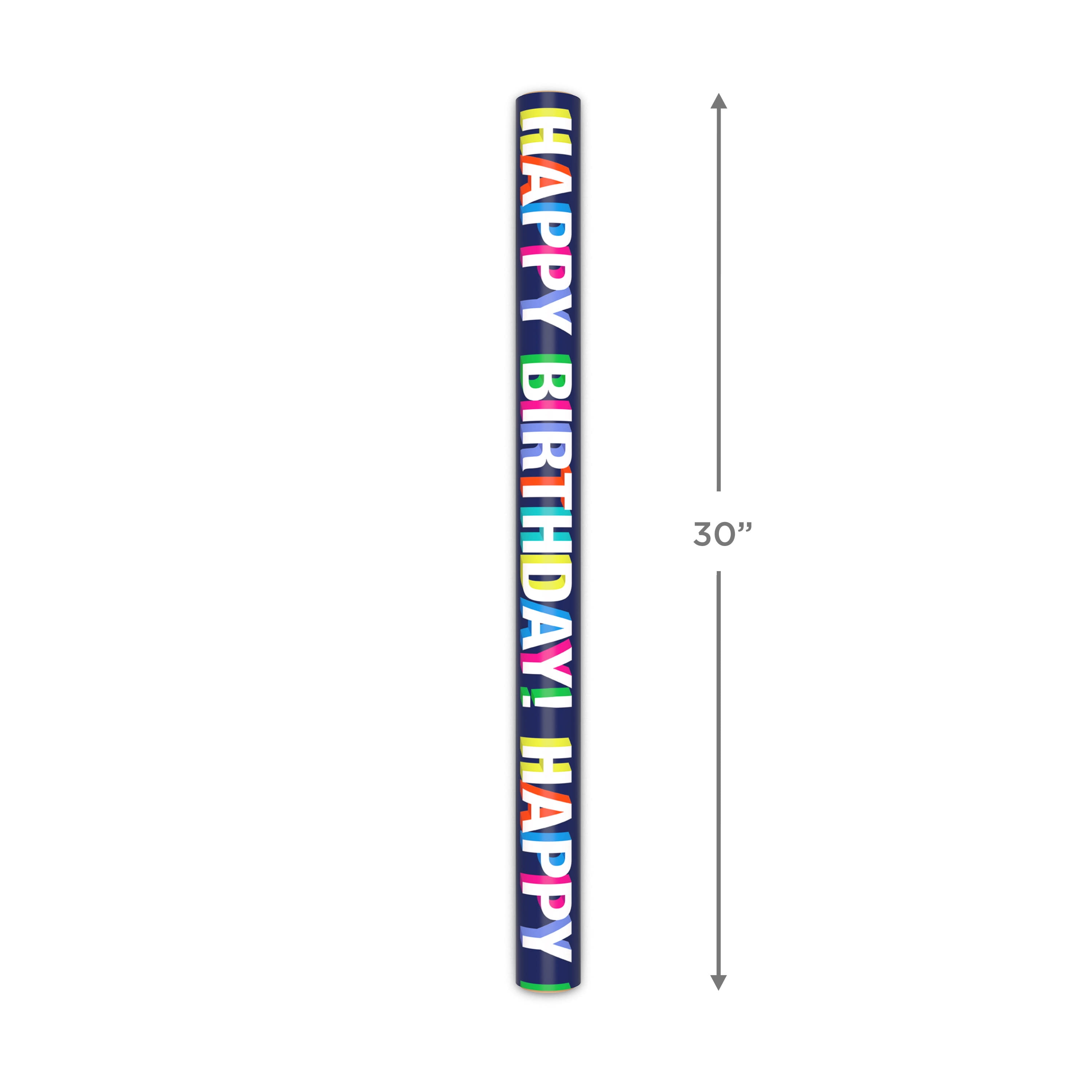 Hallmark Birthday Wrapping Paper Roll (Bold Lettering on Blue) 20 Sq. ft.