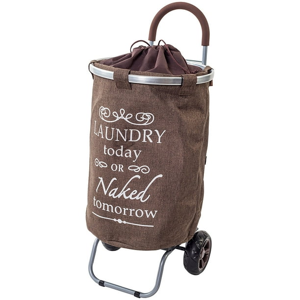 Dbest Laundry Basket Trolley with Wheels Brown