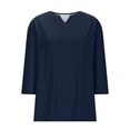 thumbnail image 5 of Perfectbot Women's Plus Size 3/4 Sleeve V-Neck Tee Casual Solid Color T-Shirt Sizes L-5X, 5 of 6