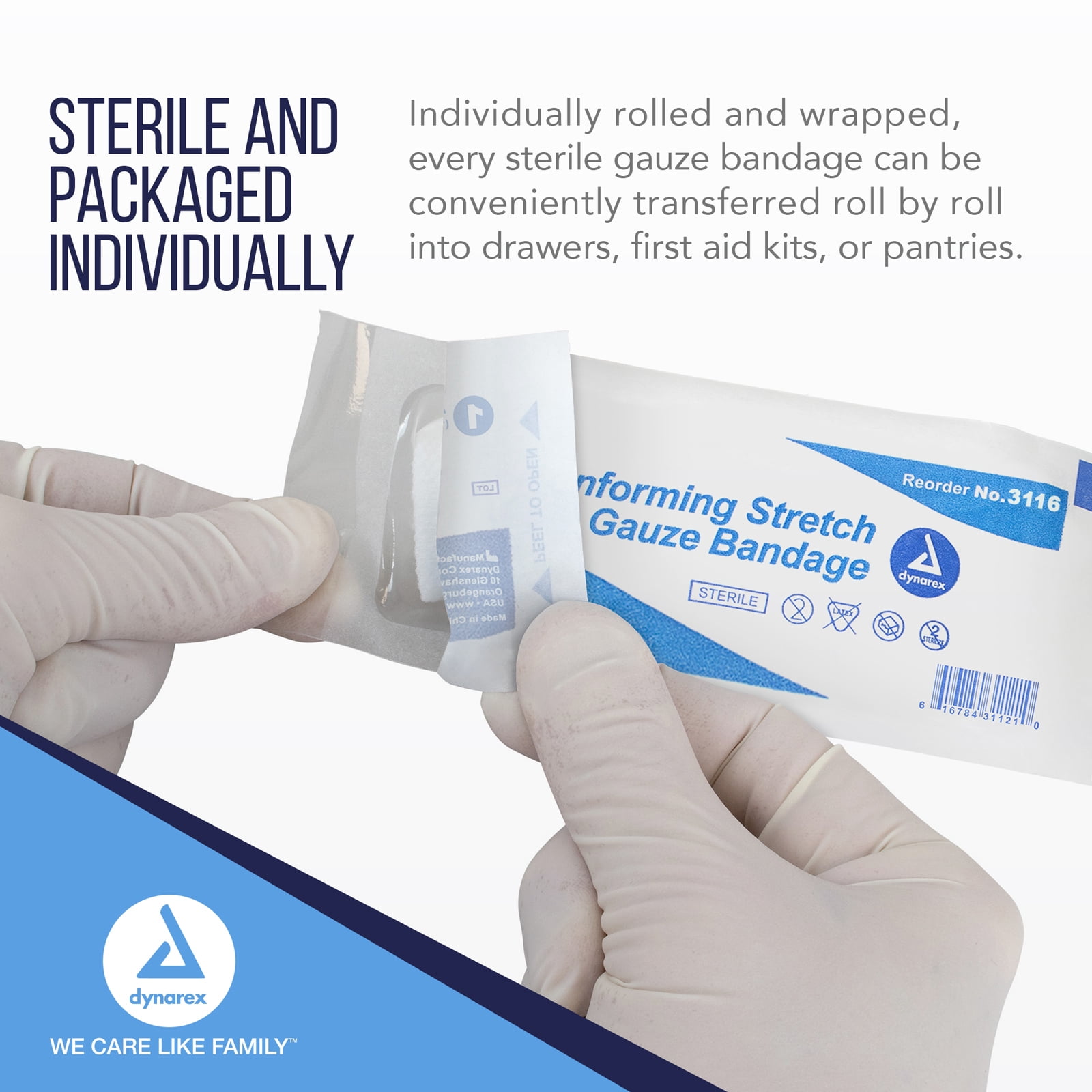 Dynarex Stretch Gauze Bandages, 6" x 4.1 yds, Sterile & Latex-Free, Wound Care in Medical and Home Environments, 1 Case of 48 Dynarex Stretch Gauze Bandages