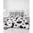 thumbnail image 2 of Twin XL Quilt Bedding Set, Black Cat Reversible Summer Quilt 3 Pieces, Cat Paw Cute Silhouette Lightweight Bedspreads Coverlets with 2 Pillow Shams for All Seasons, 2 of 5