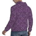 thumbnail image 6 of Wukai Retro Florals Purple Print Men Hoodies Fleece Sweatshirts Long Sleeve Sweaters Pullover Fall Outfits Winter Clothes-Small, 6 of 7
