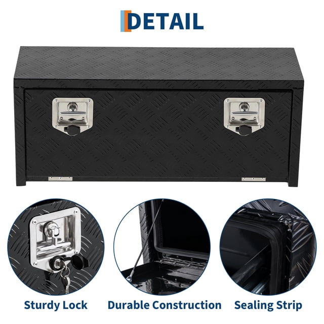 EDTara Lockable Aluminum Toolbox Chest, Heavy Duty Diamond Plate Storage Organizer With Keys for Trucks, Rvs, and Trailers
