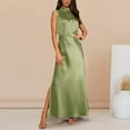 thumbnail image 5 of Beshee Cocktail Dresses for Women Summer Long Formal Satin Dress Mock Neck Sleeveless Side Slit Flowy Maxi Tank Dresses Prom Dresses 2025 Womens Dresses Green S, 5 of 9