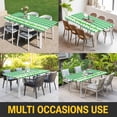 thumbnail image 5 of St. Patrick's Day Table Cloths for 5 Foot Rectangle Tables, Spring Lucky Grass Sage Green Buffalo Plaid Patio Waterproof Elastic Fitted Tablecloths, Washable Rectangular Table Cover for Camping, 5 of 8