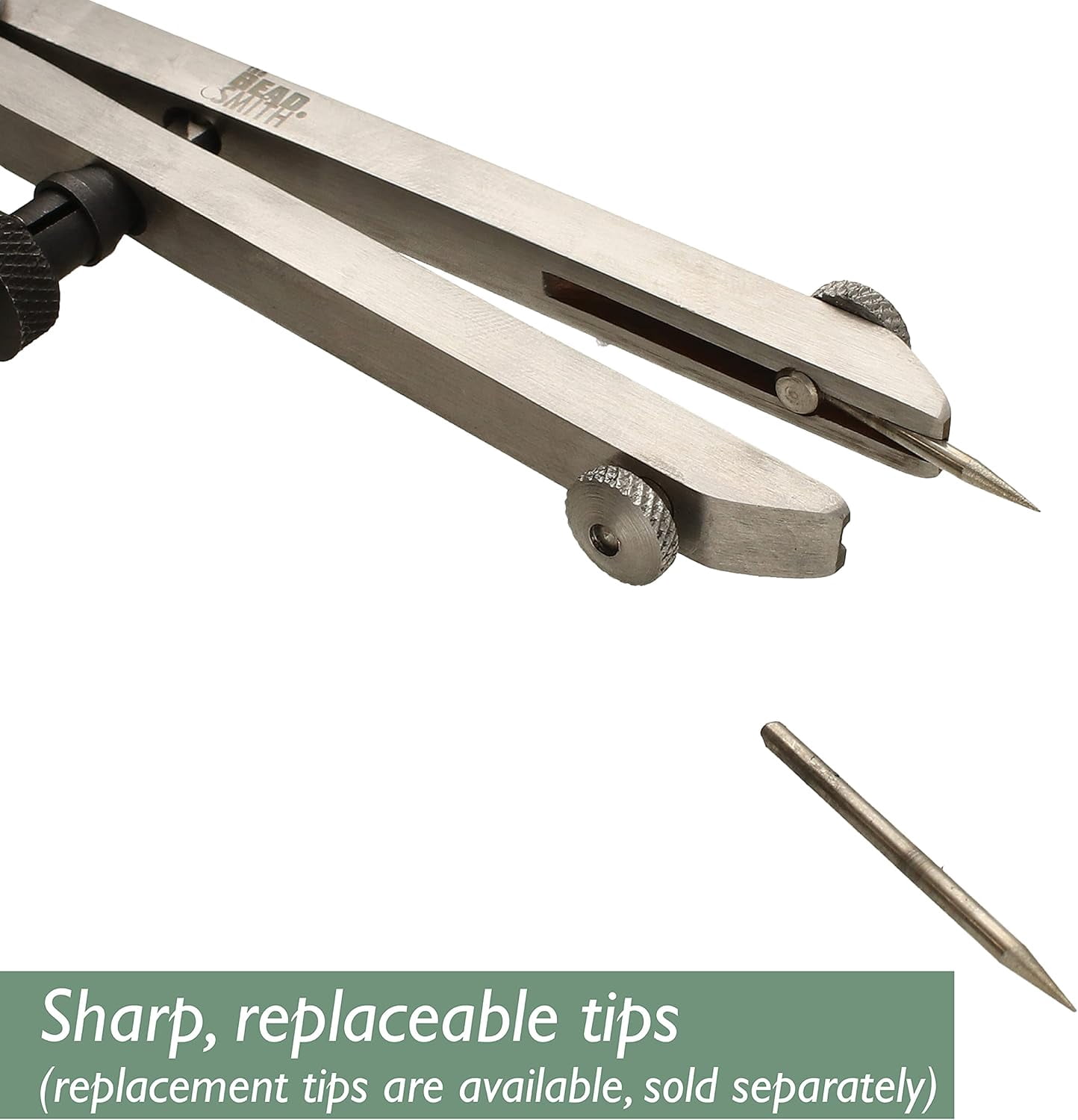 The Beadsmith Stainless Steel Divider Caliper - 5-Inch with Removeable Tips – Bow Spring and Adjusting Screw – For Measuring, Drawing, Drafting, and Leather, Wood, and Metal Work