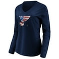 thumbnail image 2 of Women's Navy St. Louis Blues Banner Wave Logo Long Sleeve V-Neck T-Shirt, 2 of 3