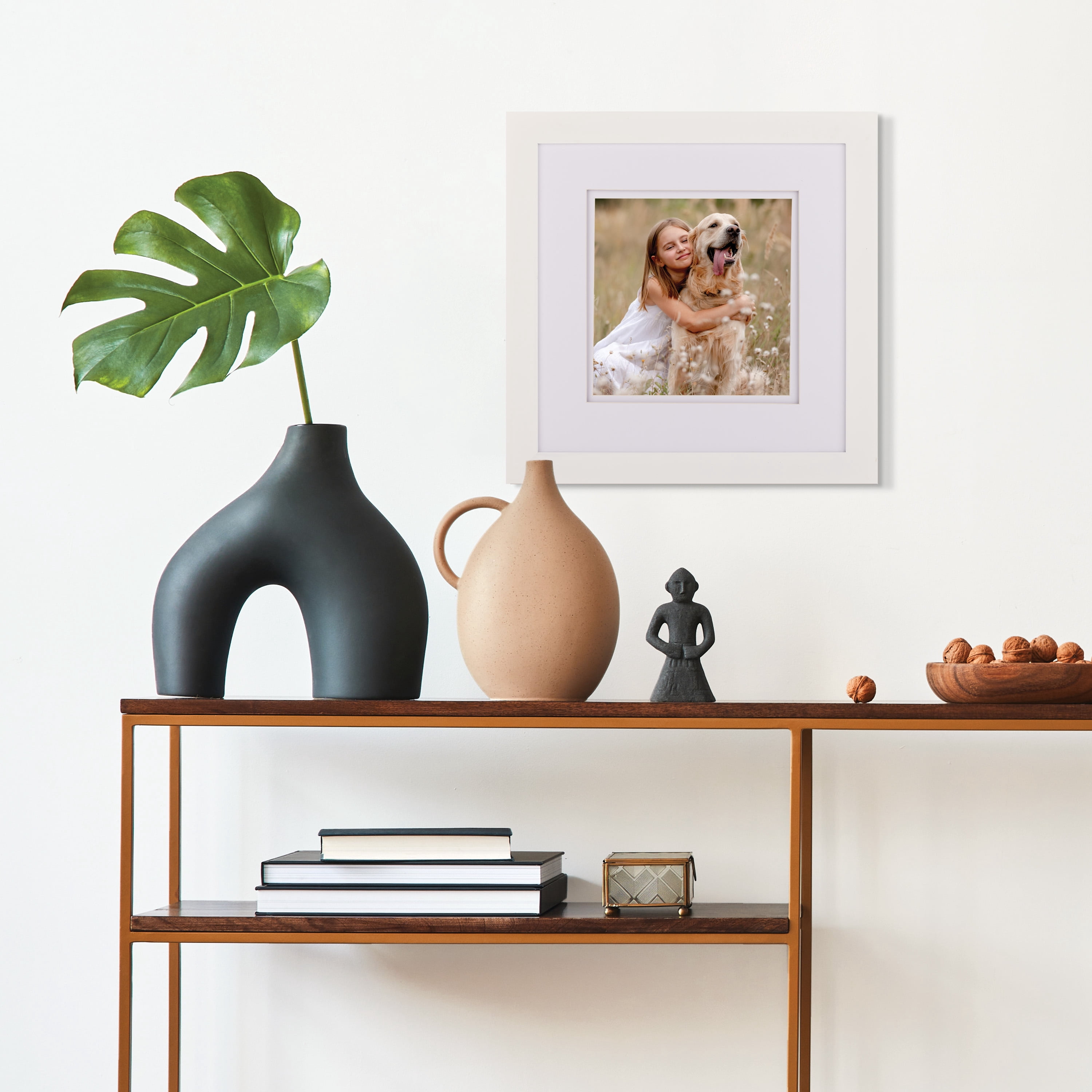 Gallery Solutions 12"x12" Wall Mount Tabletop Photo Frame Double Mat Matted to 8"x8" - White