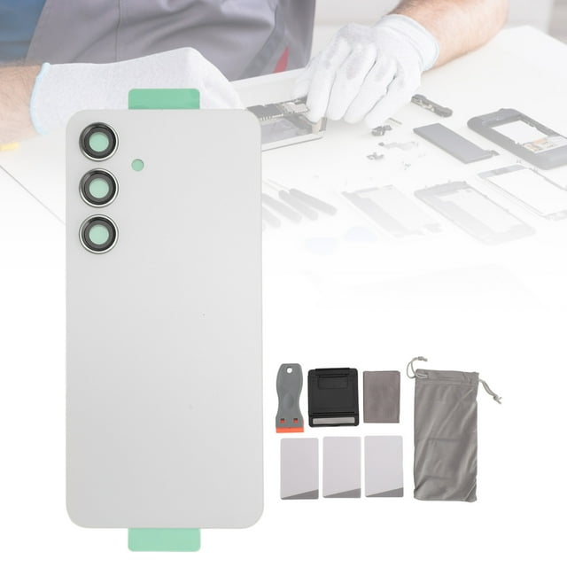 Back Glass Cover Replacement, Pre Installed Camera Lens Adhesive Back Glass Panel Case Easy To Install with Tools for Phone White