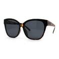 thumbnail image 2 of Womens Retro Oversize Inset Lens Horn Rim Plastic Sunglasses Tortoise Black, 2 of 4