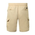 thumbnail image 4 of Mens Long Cargo Shorts Expandable Waist Work Shorts Casual Breathable Fabric Summer Outdoor Casual Shorts Multi Pocket Khaki,M, 4 of 6