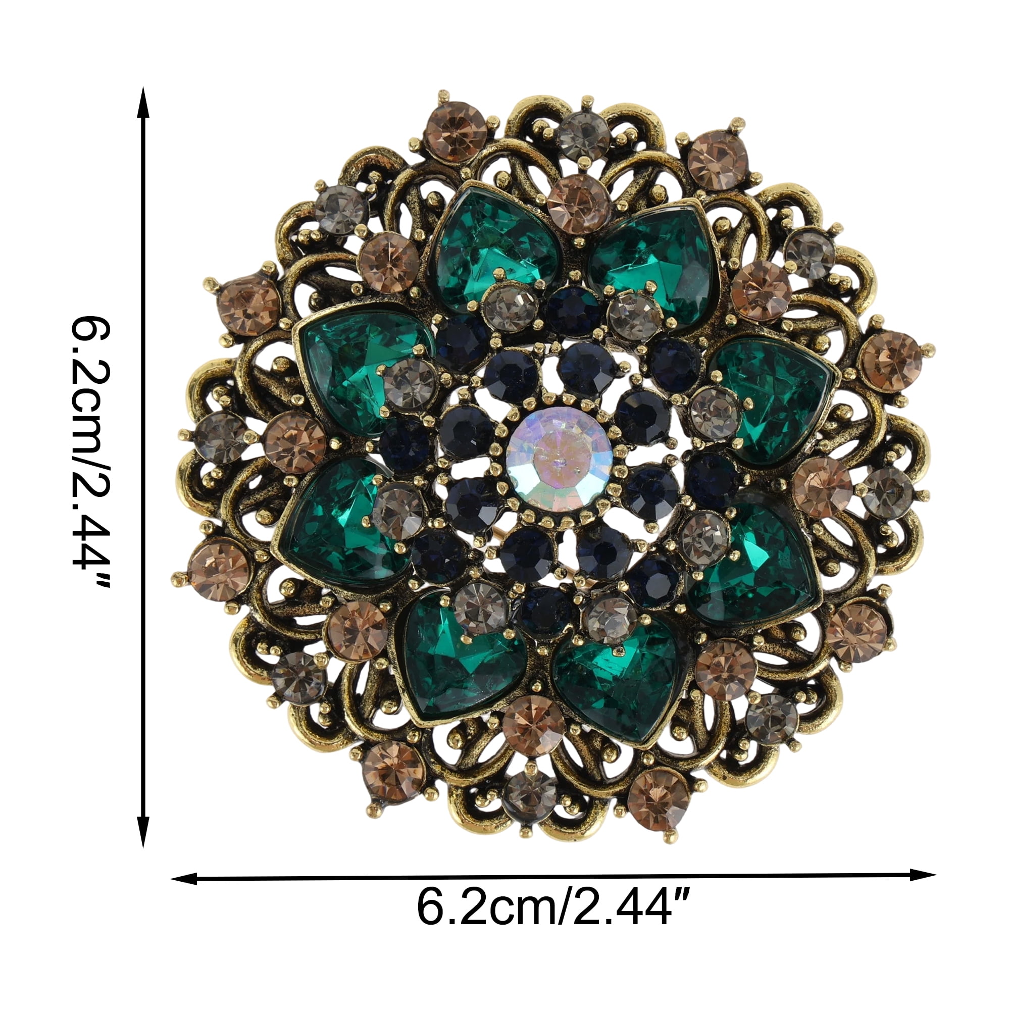 Unique Bargains Elegant Vintage Rhinestone Brooch in Blackish Green
