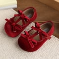 thumbnail image 3 of FAHXNVB Girls Velvet Mary Jane Shoes Double Bow T Strap Soft Sole Dress Shoes Solid Color Birthday Party Cute Shoes 1-9.5 Years, 3 of 8