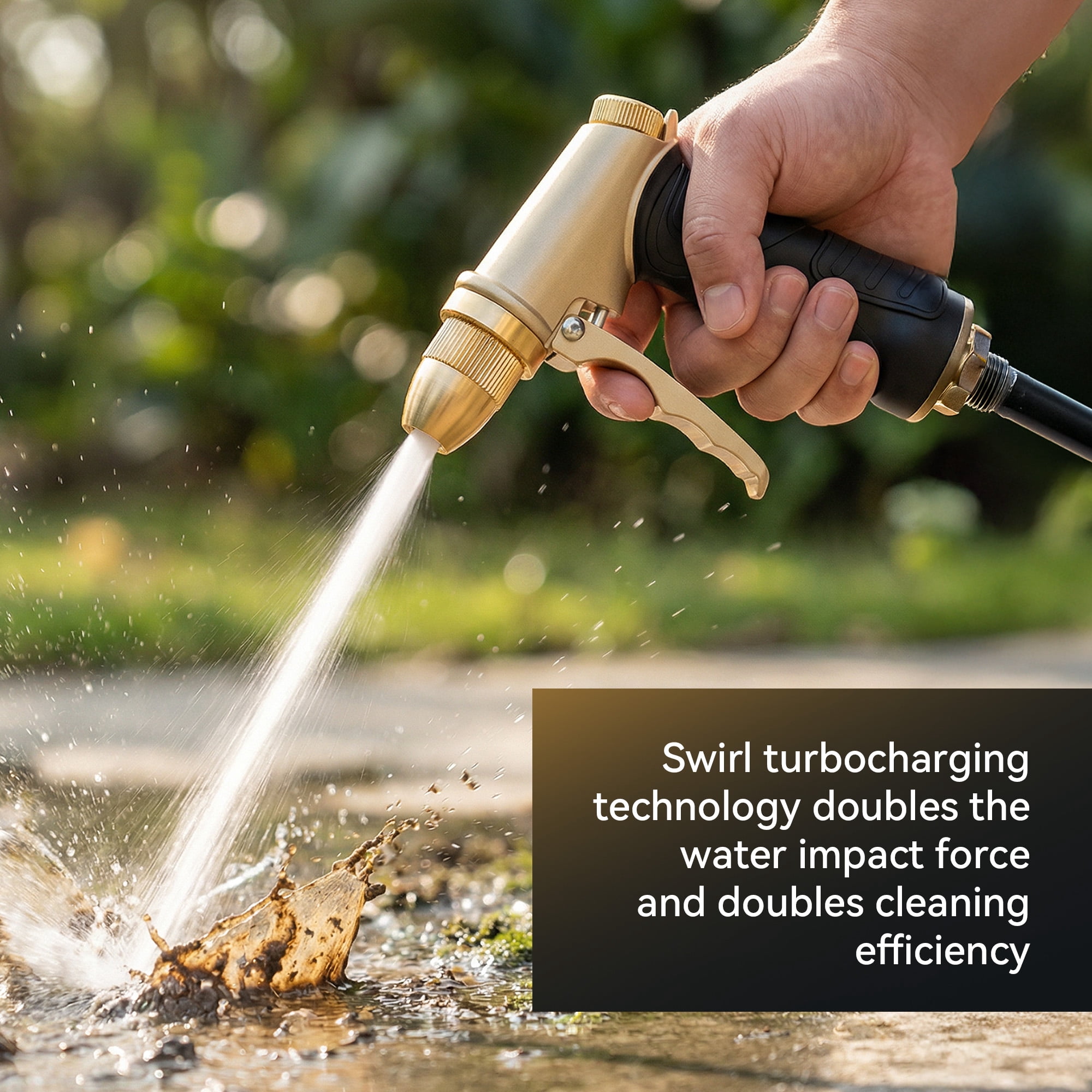 RainPoint Heavy Duty Garden Hose Nozzle - High Pressure Metal Spray Gun with Rotating Brass Nozzle Head for Watering, Car Washing