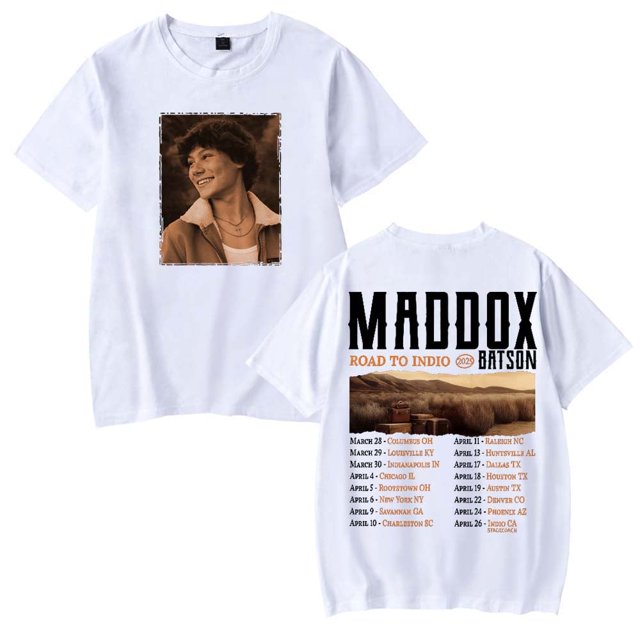 T-Shirt Maddox Batson Road To Indio Tour 2025 Femmes Hommes Décontracté Col Rond Manches Courtes Mode Tee